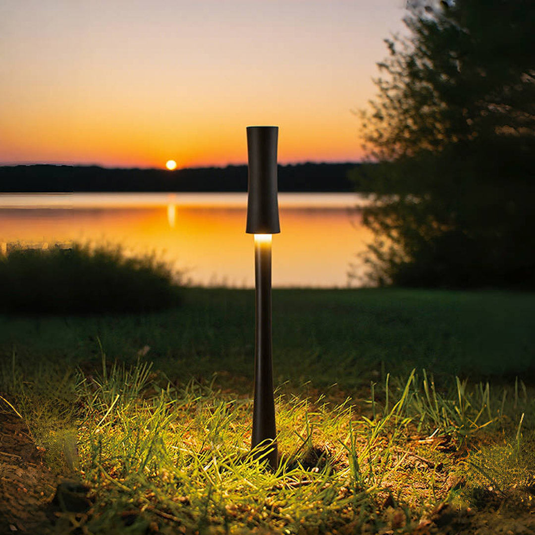Modern Black Bollard Lawn Pole Light — Aluminum, 10W LED, IP65 Weatherproof, 3000K, Available in 26.6" or 47.2"