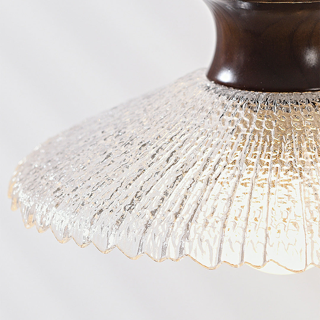Retro Brass and Wax Wood Wall Sconce — Blown Glass Shade, E27, 6W Warm White, Hardwired