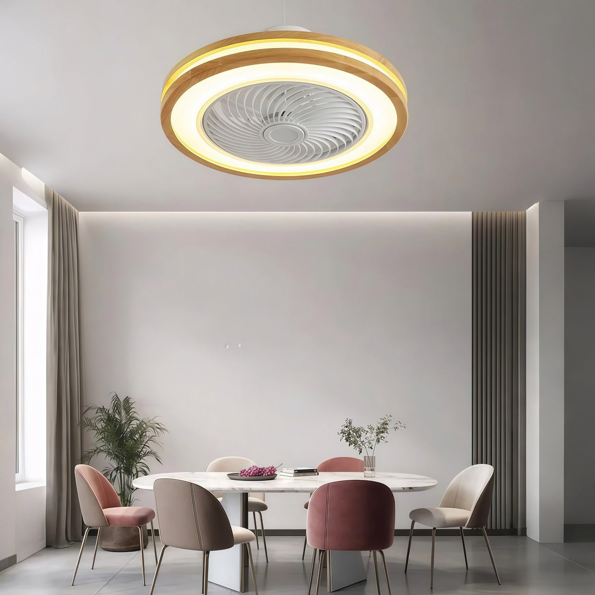 Nordic Modern Bladeless Ceiling Fan with Lights and Remote Control - Three-Level Wind Regulation