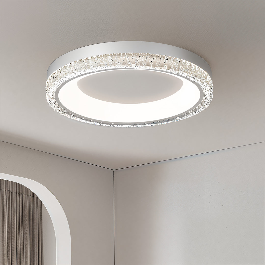 Minimalist Round Flush-Mount Ceiling Light — Metal and Acrylic, LED, 3-Step Dimming, 15.7" / 19.7" / 31.5"