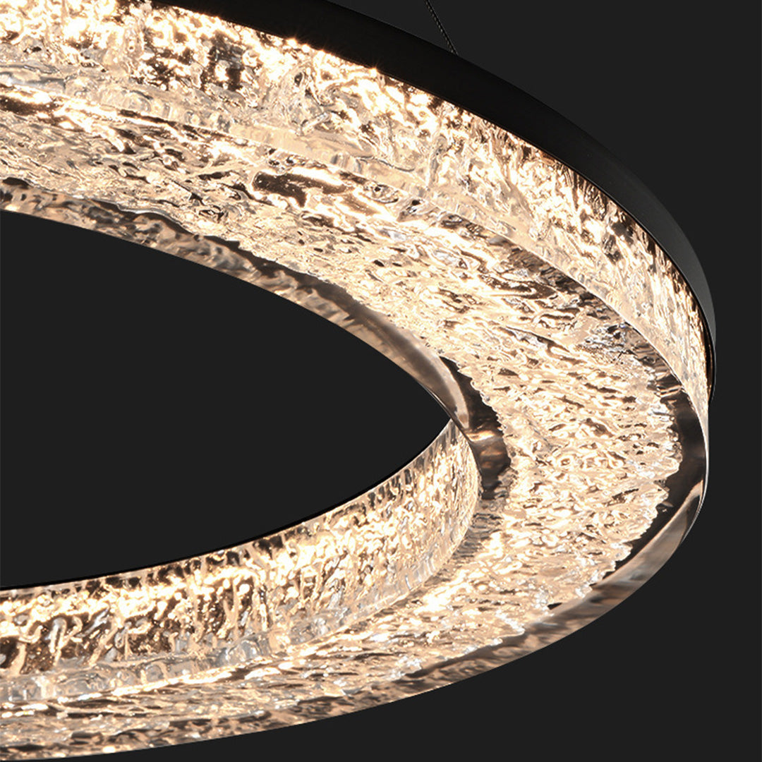 Ring Circle Chandelier — Full Copper with Crystal, LED Three-Color Dimmable, 10 Sizes (50–120cm), 30W–158W