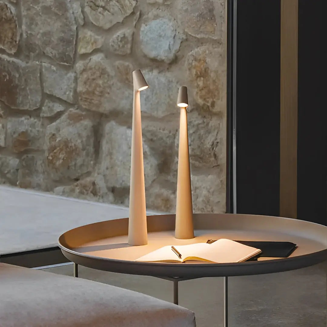 LED Accent Table Lamp with a Modern Conical Stem Luxe