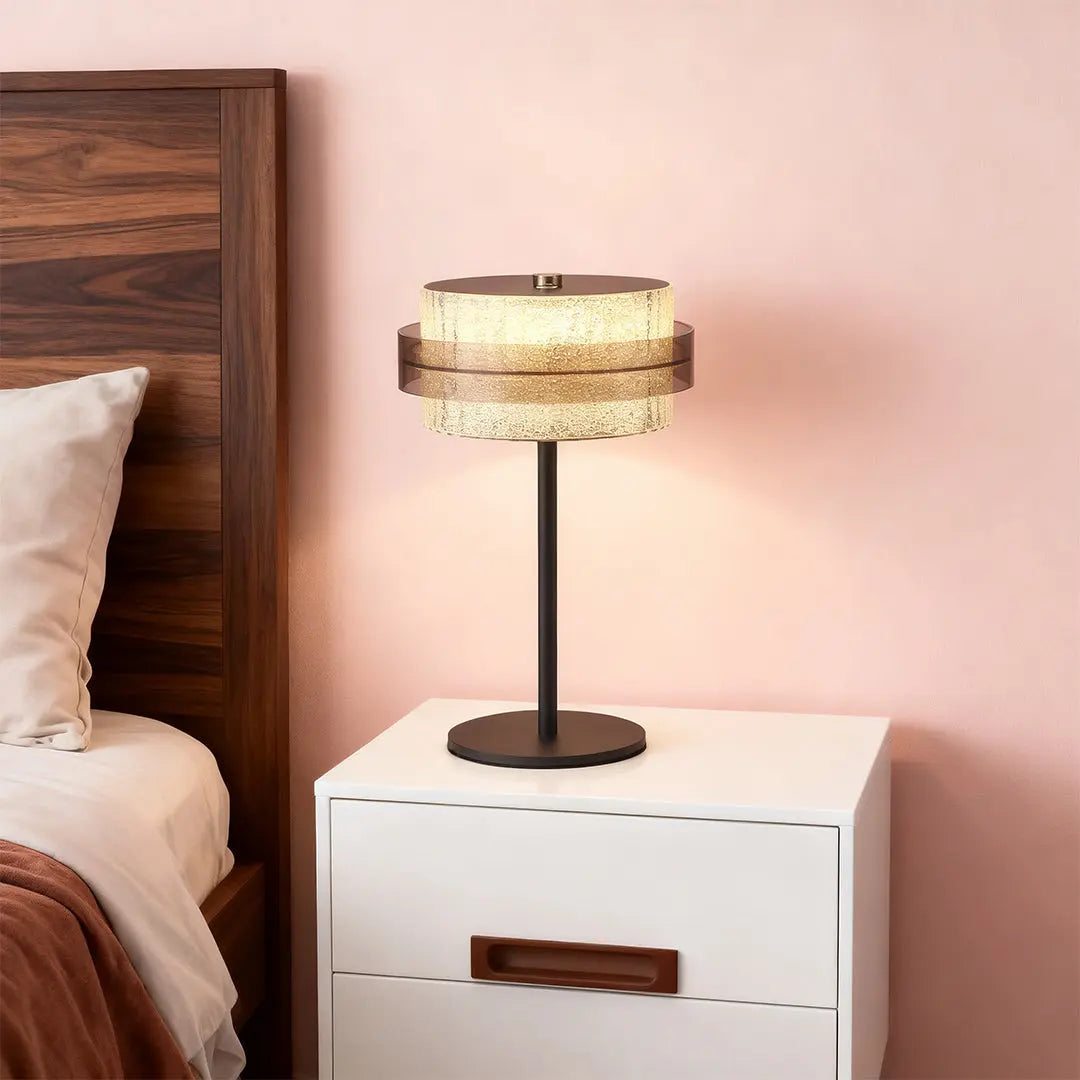 Vintage Iron Frame Table Lamp with PS Lampshade for Atmospheric Lighting Luxe