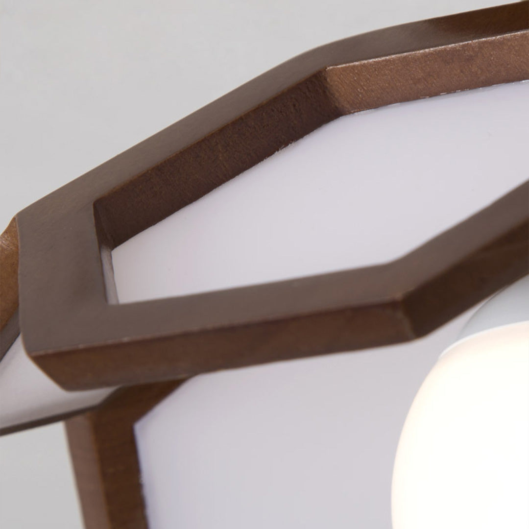 Lotus Semi-Flush Mount — Oak Wood, LED E27, 3-Step Dimming (3000K/4000K/6000K), 11"