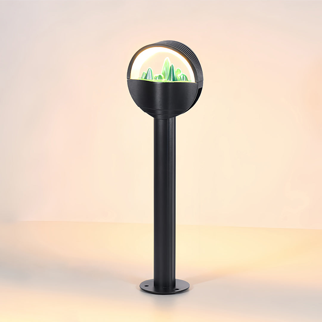 Frosted Globe Path Light — Black Aluminum, Hardwired LED, 10W, IP65 Weatherproof, 7.1" Dome