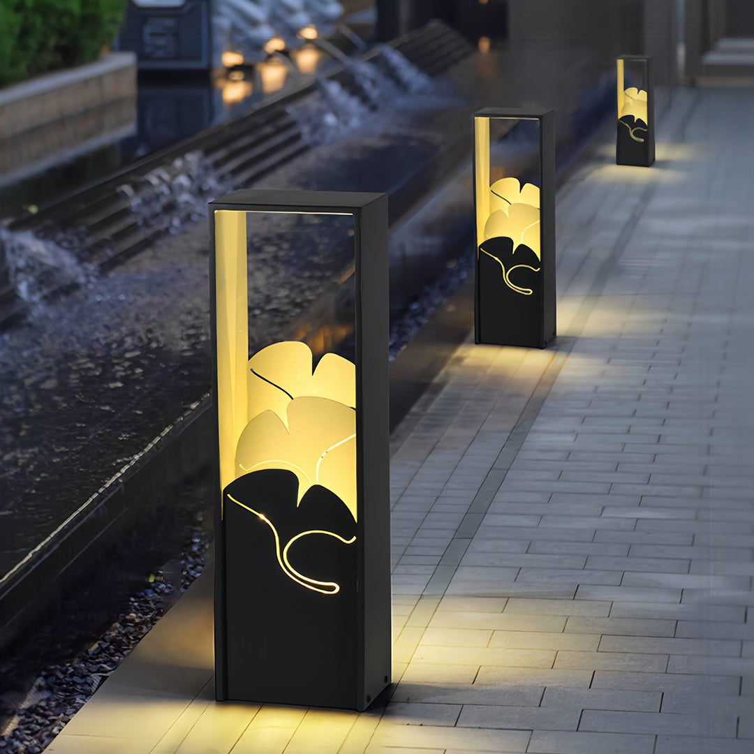 Artistic Column Outdoor Bollard Light — Black Galvanized Steel, Acrylic Shade, 10W LED, 3000K, IP65