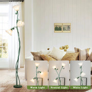 Artistic Green Iron Flower Floor Lamp in French Country Style Luxe
