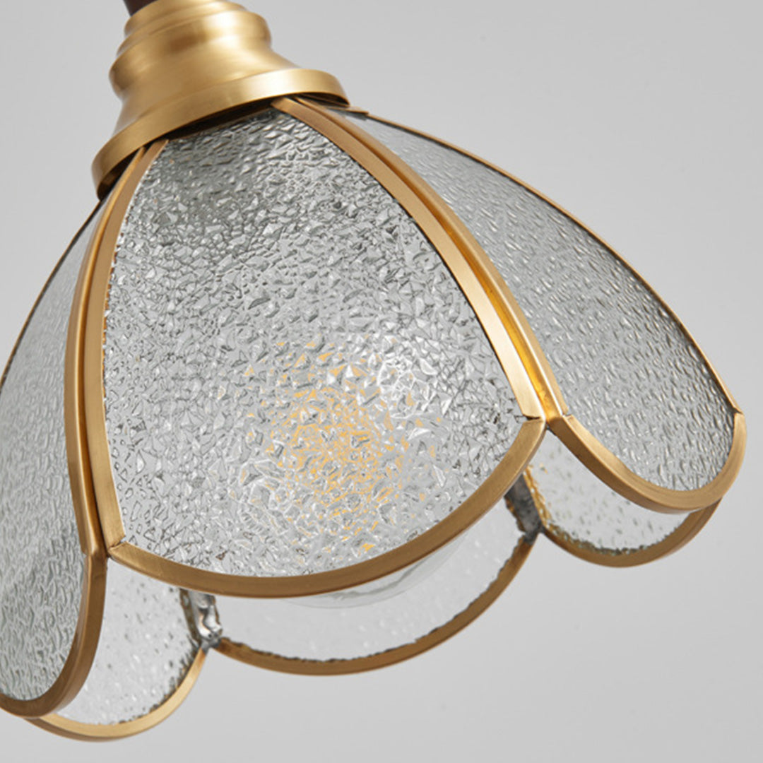 Water Ripple Glass Pendant Light — Full Copper, LED E27, 3-Step Dimming, 1- or 3-Light
