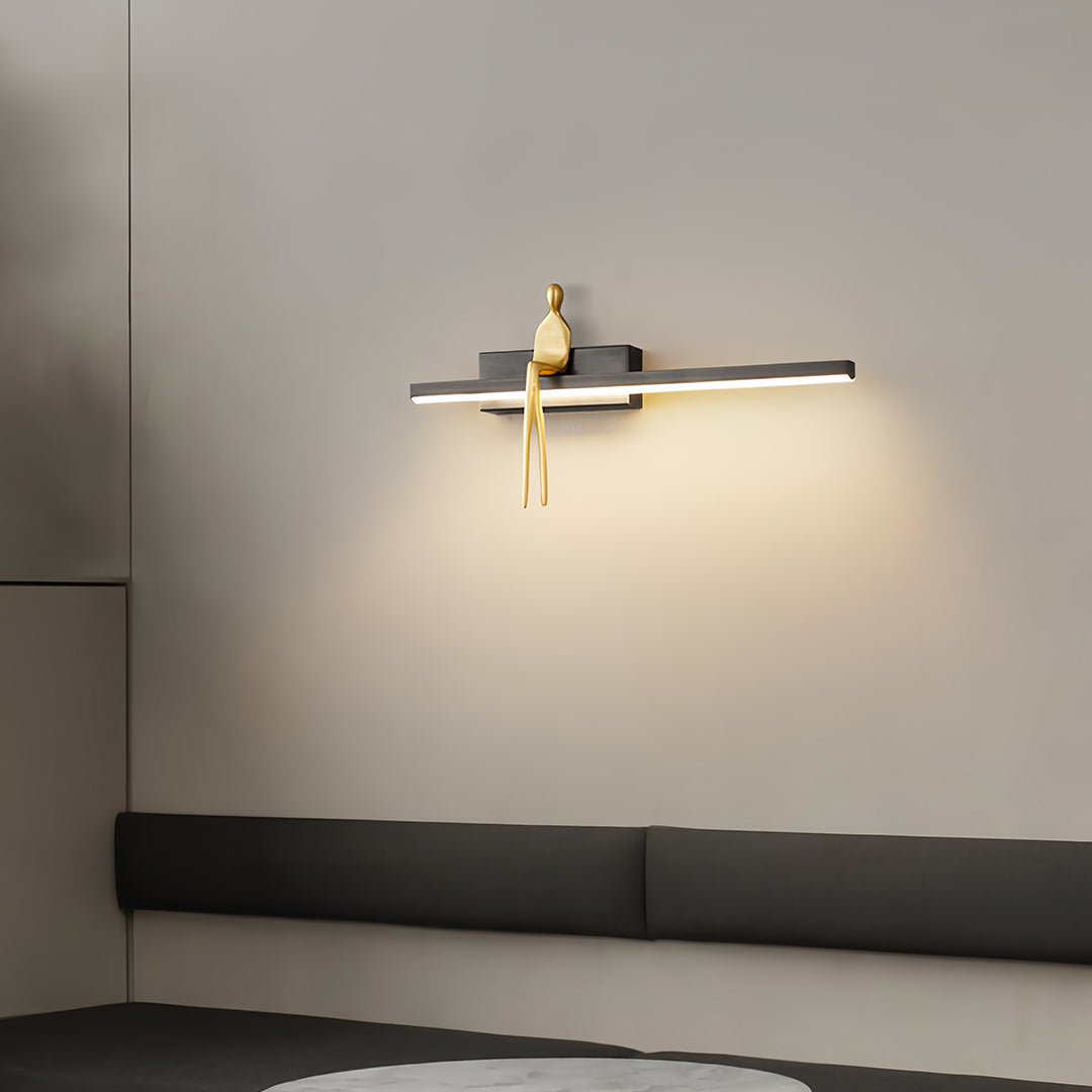 Minimalist Italian Man-Figure Wall Sconce — Full Copper, Acrylic, 5W LED, 3-Step Dimming
