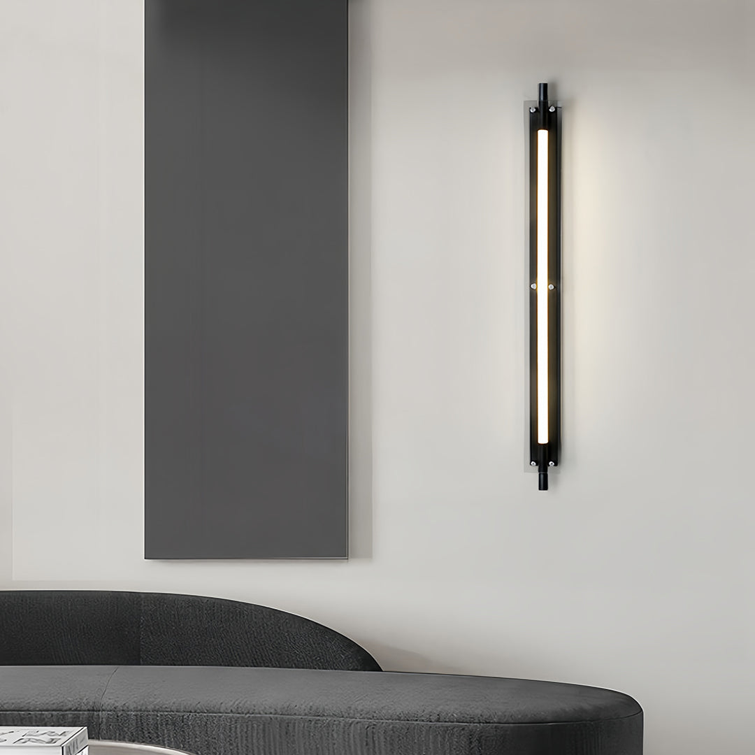 Black Linear Up/Down Wall Sconce — Iron and Glass, LED Hardwired, 12–24W, 60cm–120cm