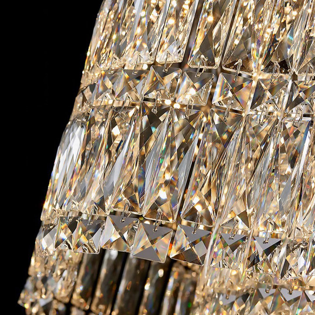 Large K9 Crystal Ring Chandelier — Stainless Steel, Gold or Silver, Stepless Dimming 3000K–6000K, Remote Control, 40W–118W
