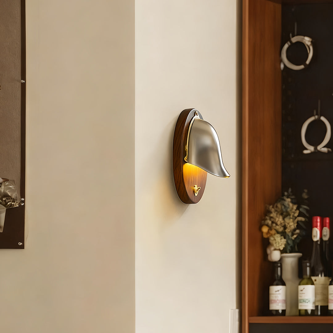 Vintage Brass and White Wax Wood Wall Sconce — Antique Bronze or Silver, G9/G4, 7W Warm White, Hardwired