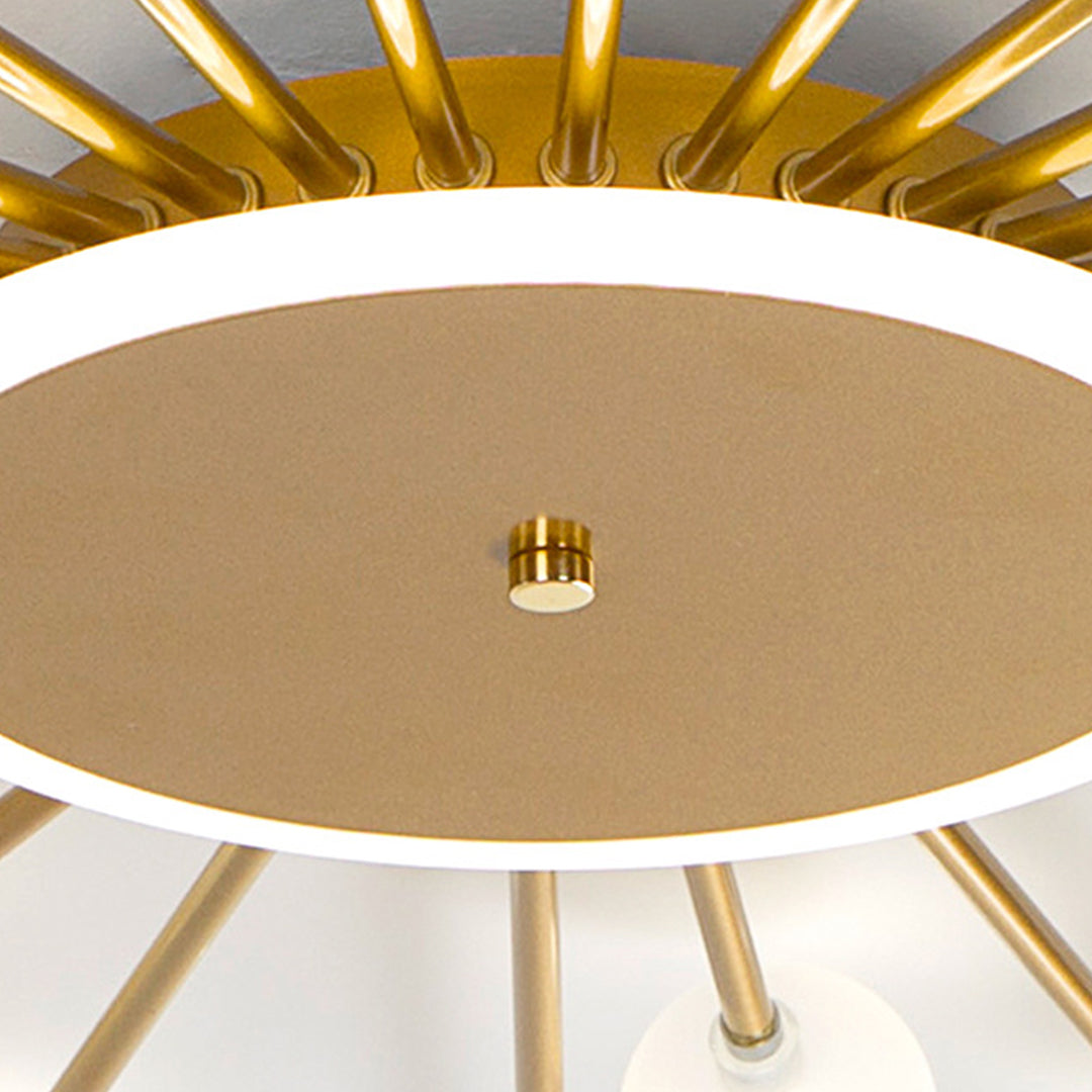 Sputnik Flush-Mount Ceiling Light — Iron and Glass, 18/24/30-Light, 54W–90W, Gold or Black, 3-Step Dimming