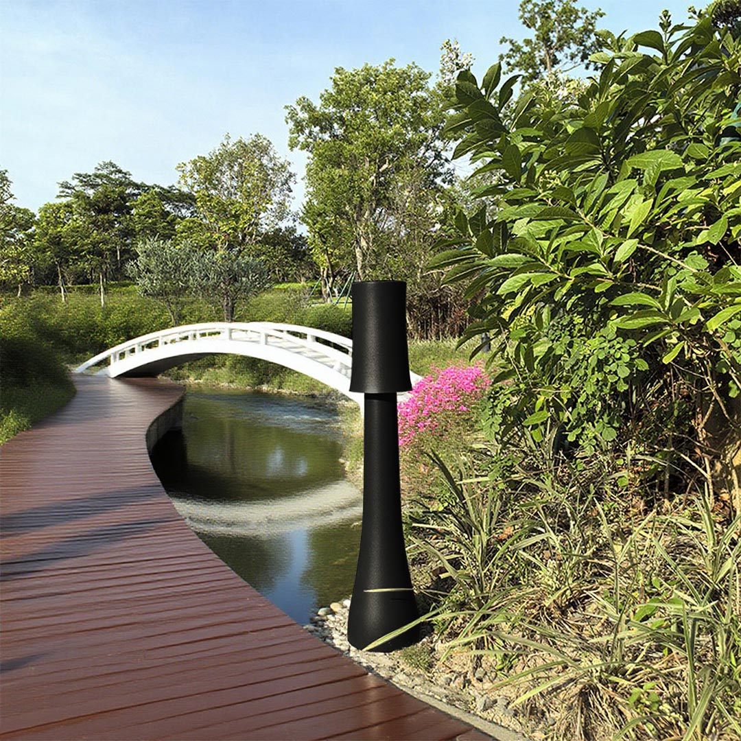 Modern Black Bollard Lawn Pole Light — Aluminum, 10W LED, IP65 Weatherproof, 3000K, Available in 26.6" or 47.2"