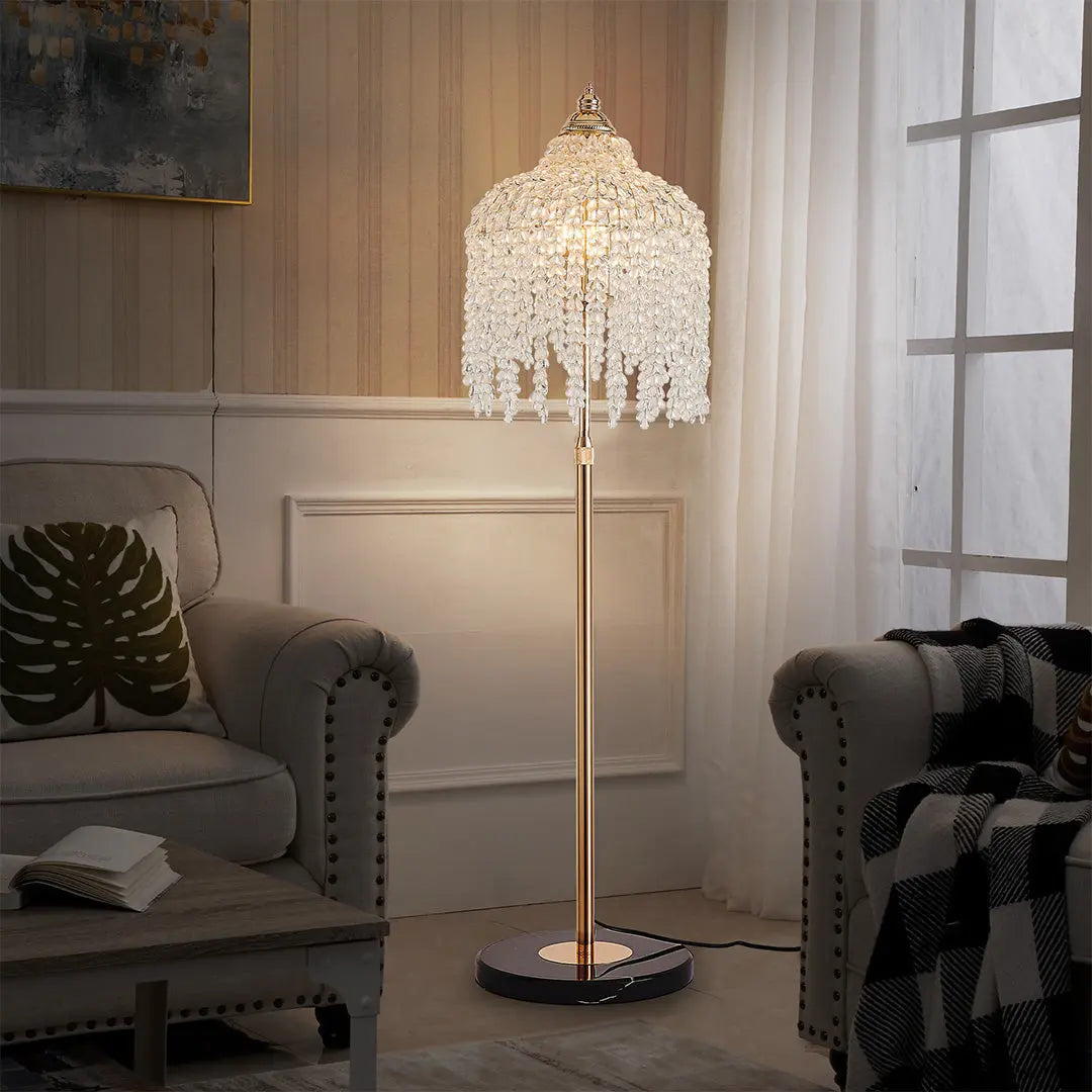 Luxury LED Floor Crystal Lamps with Decorative Hardware Lighting Luxe