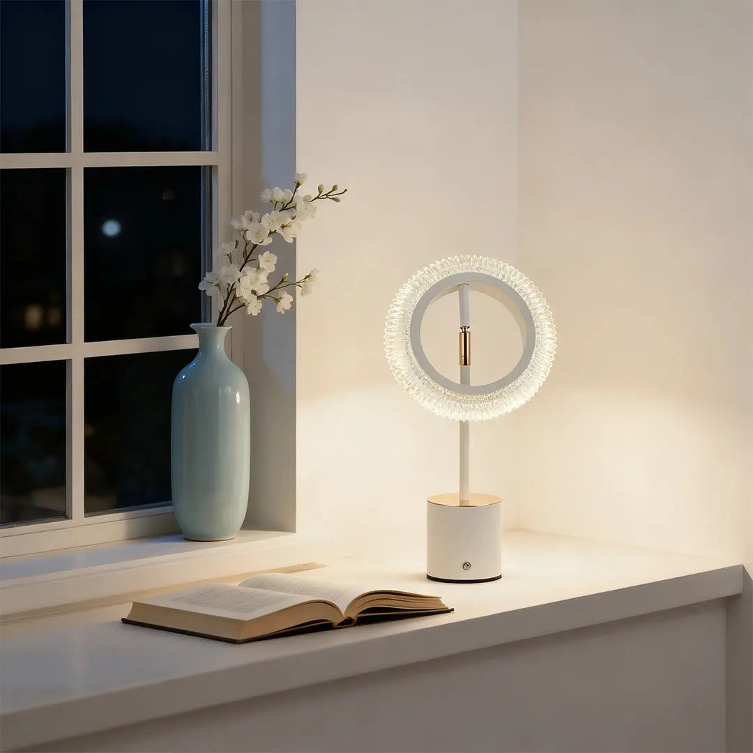 Minimalist Modern Ring Table Lamp with Creative Touch Charging Design Luxe