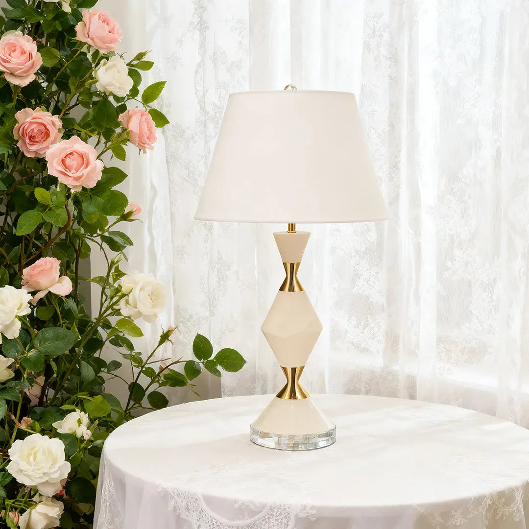 Elegant White Contemporary Table Lamps with Gold Accents Luxe