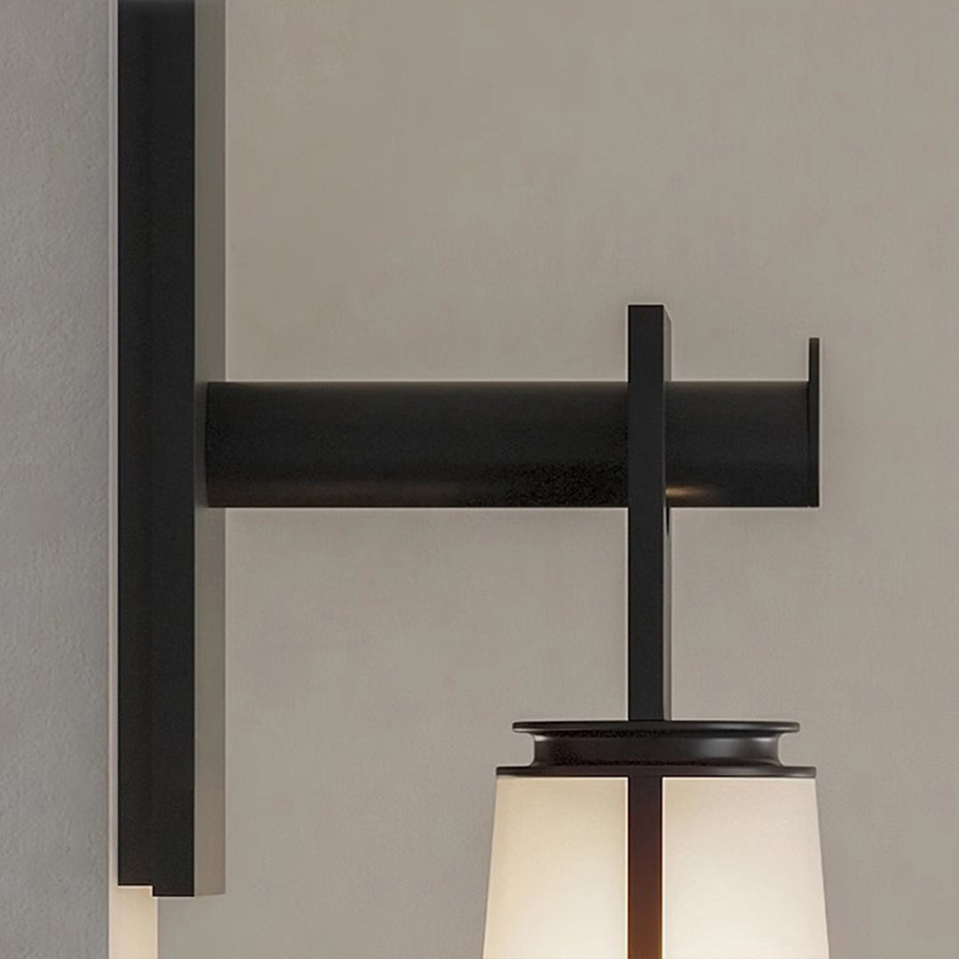 Modern Minimalist Wall Sconce — Black Iron, Glass Shade, 12W LED E27, 3000K Hardwired