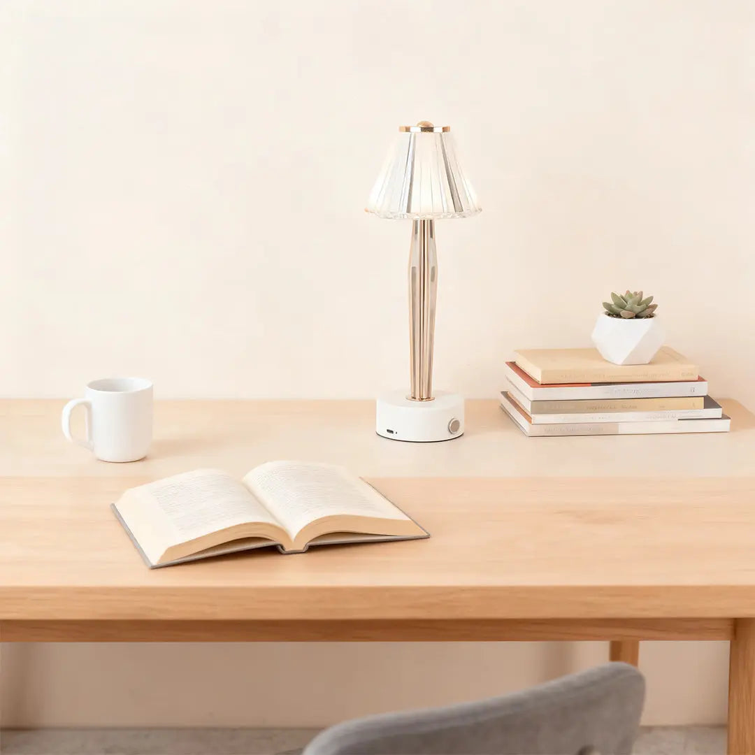 Classic Iron Body Table Lamp with USB Touch Control and Acrylic Shade Luxe