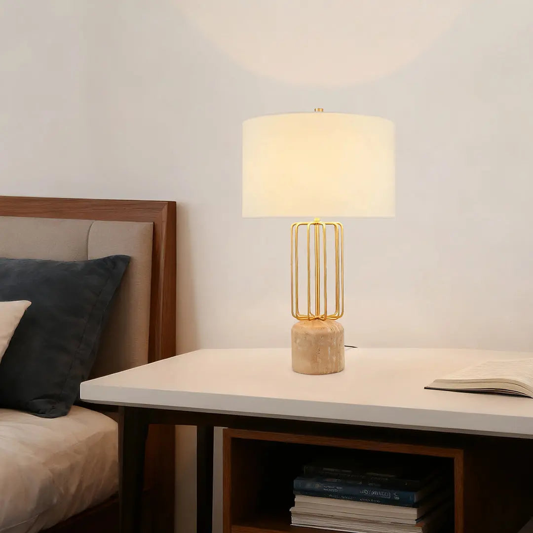 Nordic Style LED Eye-Care Lamp with Geometric Metal Cage Design Luxe