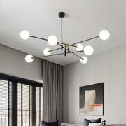 Branch Chandelier — Black and Gold Iron, Transparent Glass Shades, G9 3-Step Dimming (3000K/4000K/6000K), 4-, 6-, or 8-Light