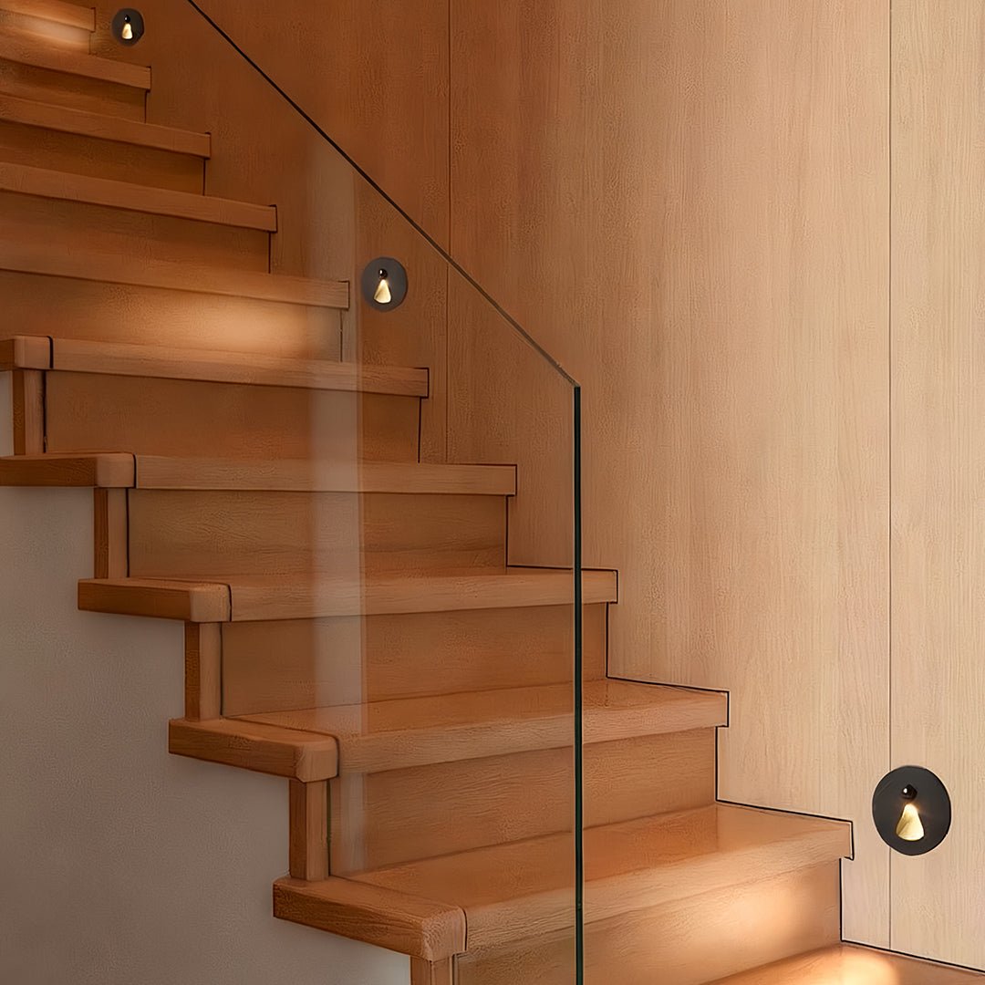 Flush-Mount LED Stair Step Light — Aluminum, 1W 4000K, Infrared Motion Sensor, IP54, Hardwired