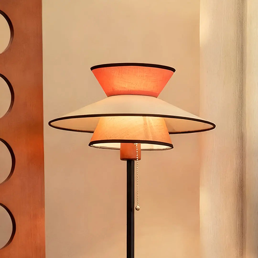 Vintage Ambient Floor Lamps with Fabric Shade and Pull Chain Switch Luxe