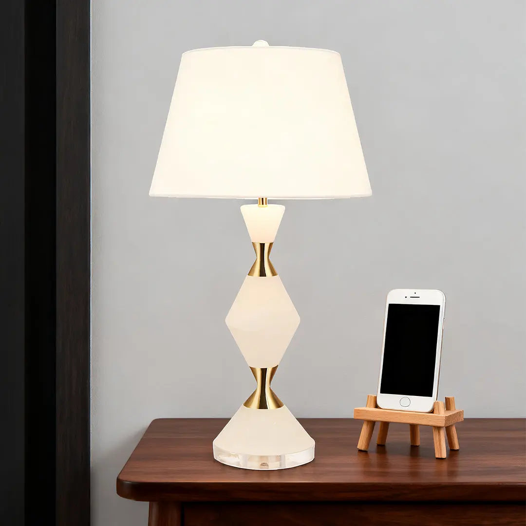 Elegant White Contemporary Table Lamps with Gold Accents Luxe