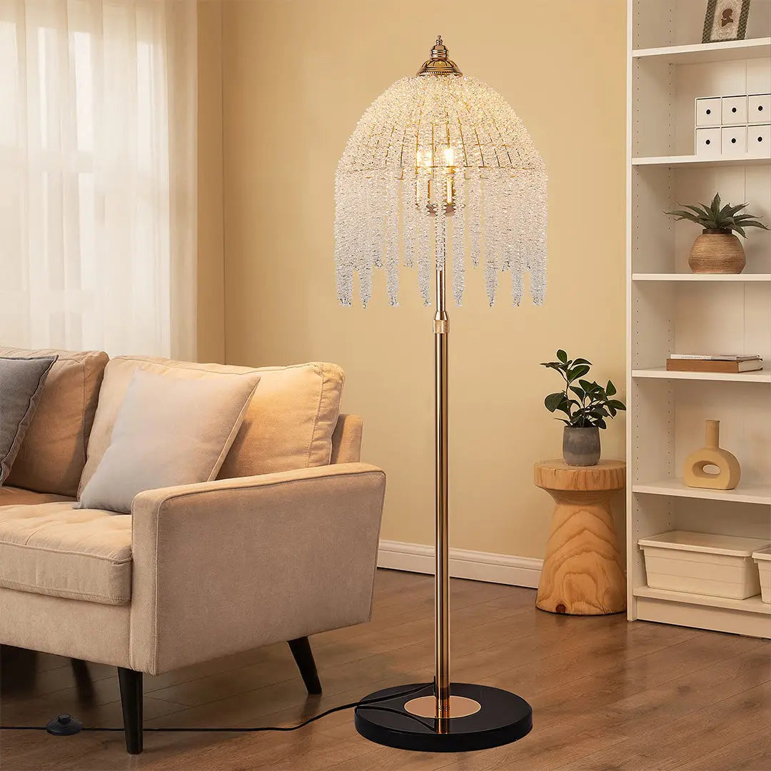 Luxury LED Floor Crystal Lamps with Decorative Hardware Lighting Luxe