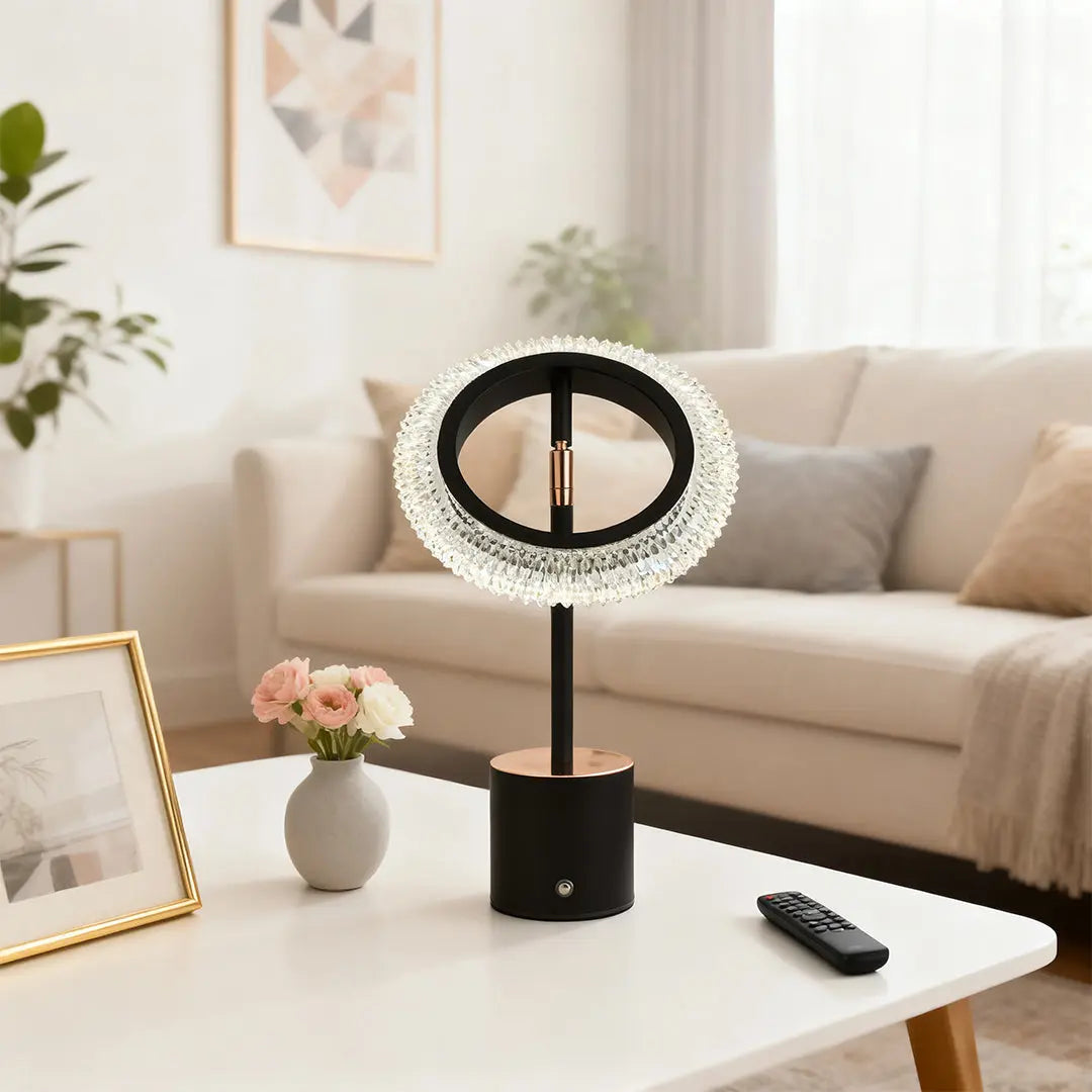 Minimalist Modern Ring Table Lamp with Creative Touch Charging Design Luxe