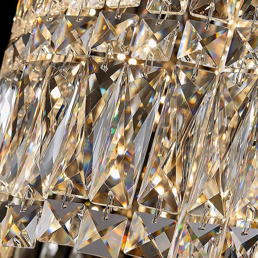 Large K9 Crystal Ring Chandelier — Stainless Steel, Gold or Silver, Stepless Dimming 3000K–6000K, Remote Control, 40W–118W
