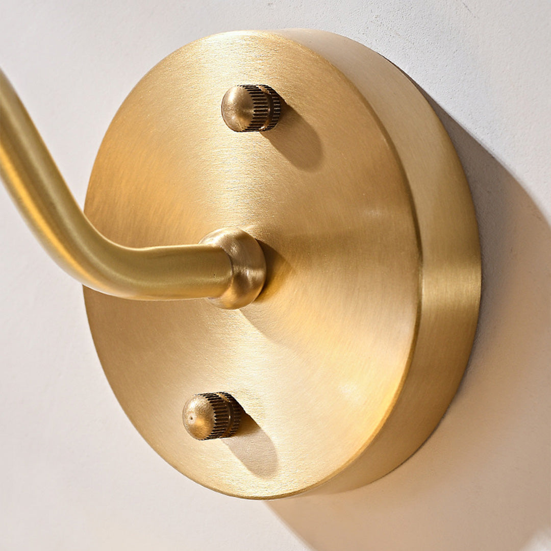 Retro Brass and Wax Wood Wall Sconce — Blown Glass Shade, E27, 6W Warm White, Hardwired