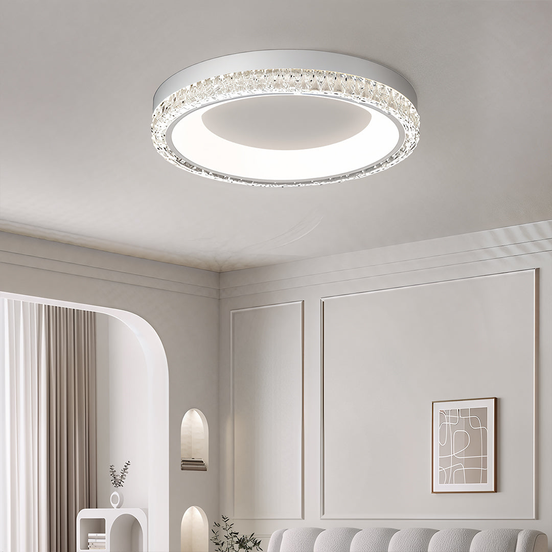 Minimalist Round Flush-Mount Ceiling Light — Metal and Acrylic, LED, 3-Step Dimming, 15.7" / 19.7" / 31.5"