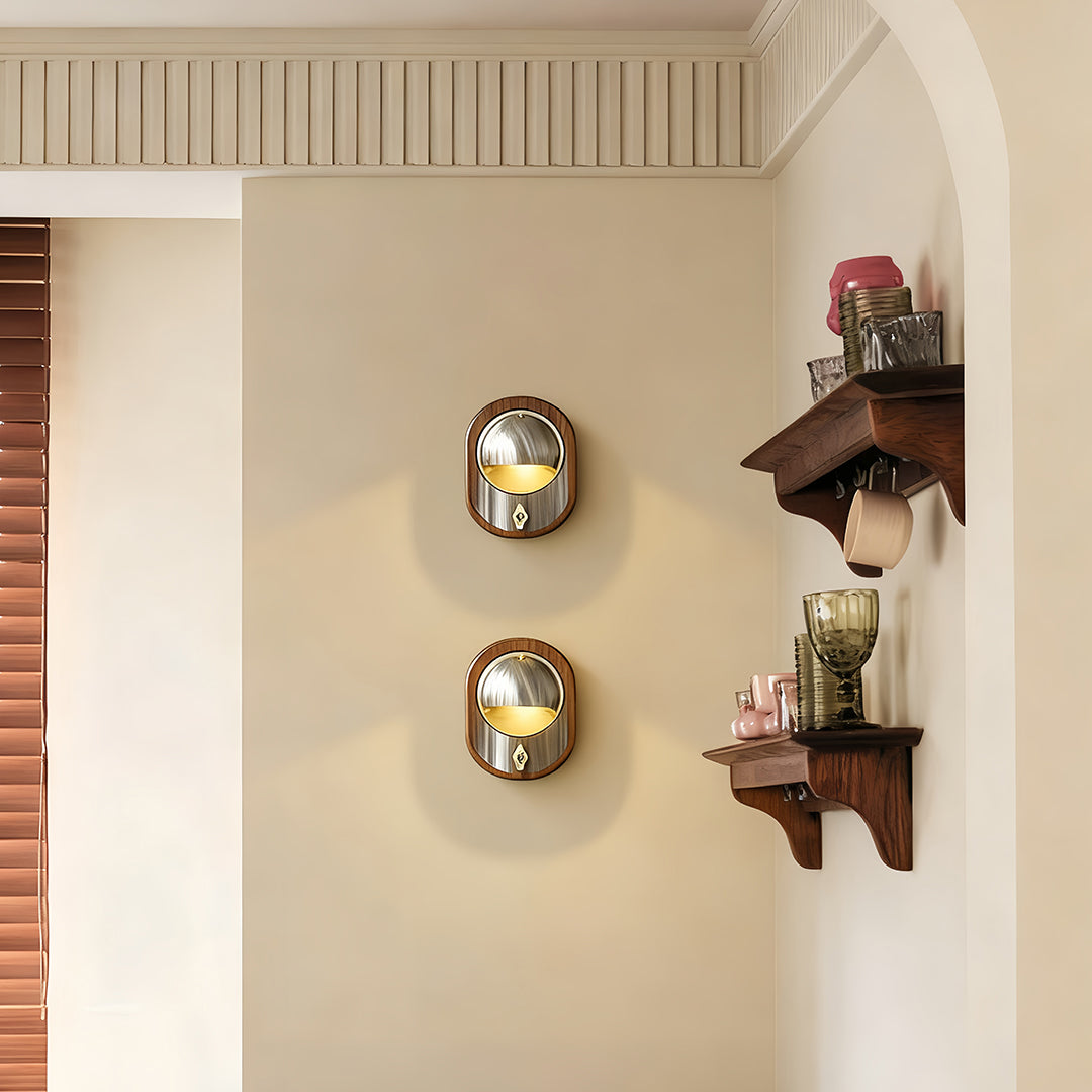 Vintage Brass and White Wax Wood Wall Sconce — Antique Bronze or Silver, G9/G4, 7W Warm White, Hardwired