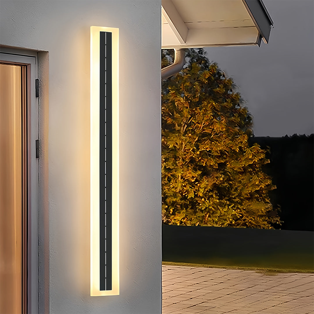 Minimalist Solar Outdoor Linear Wall Light — Black Aluminum, Acrylic, IP65, 30cm–120cm, 3000K / 4000K / 6000K, 16-Hour Runtime