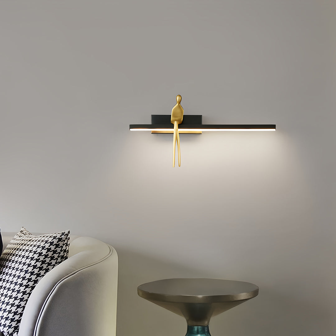 Minimalist Italian Man-Figure Wall Sconce — Full Copper, Acrylic, 5W LED, 3-Step Dimming