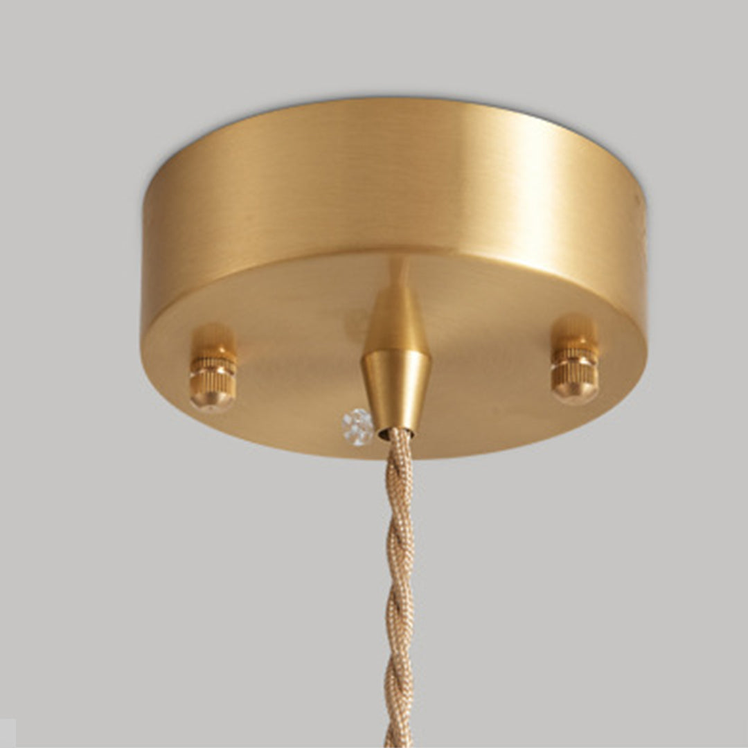 Water Ripple Glass Pendant Light — Full Copper, LED E27, 3-Step Dimming, 1- or 3-Light