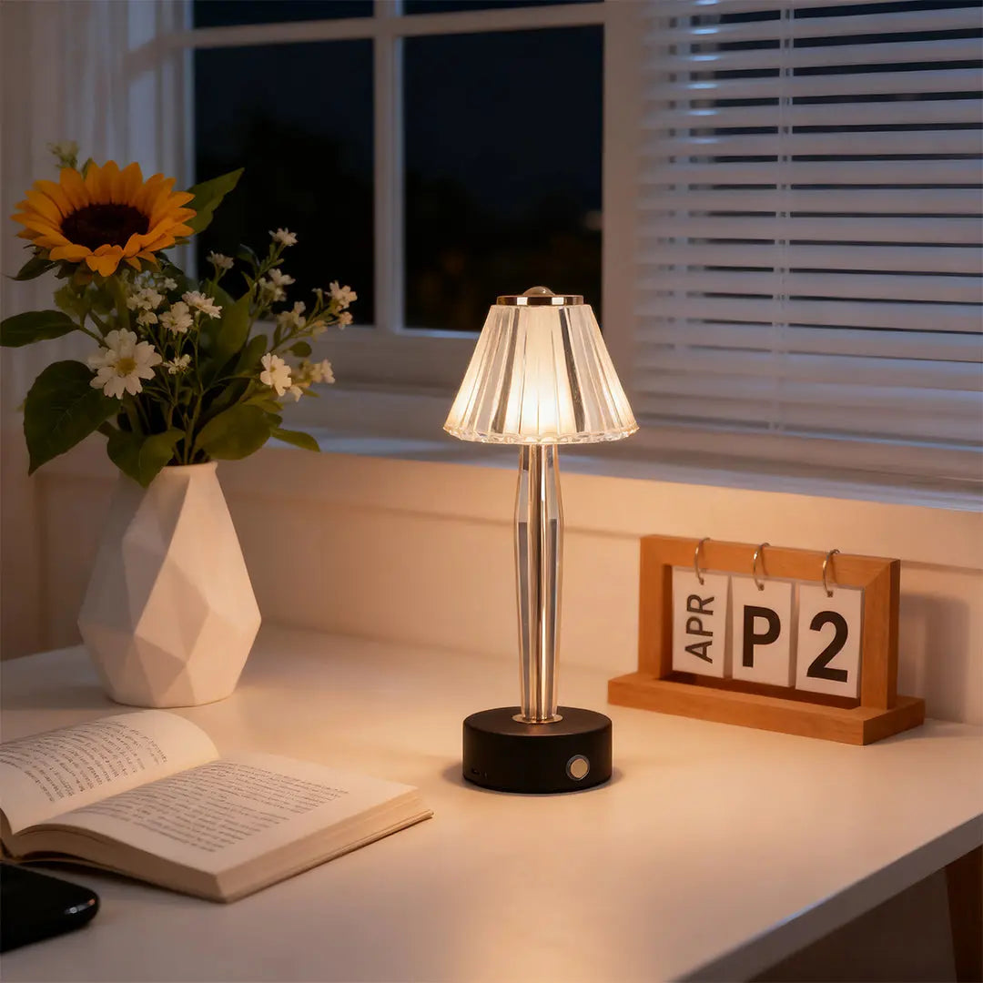Classic Iron Body Table Lamp with USB Touch Control and Acrylic Shade Luxe