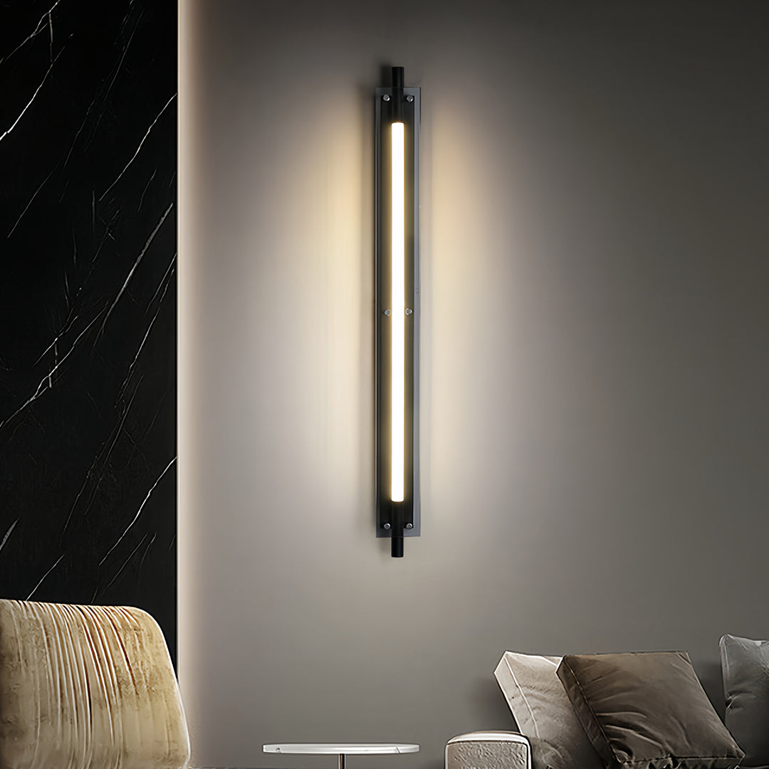Black Linear Up/Down Wall Sconce — Iron and Glass, LED Hardwired, 12–24W, 60cm–120cm