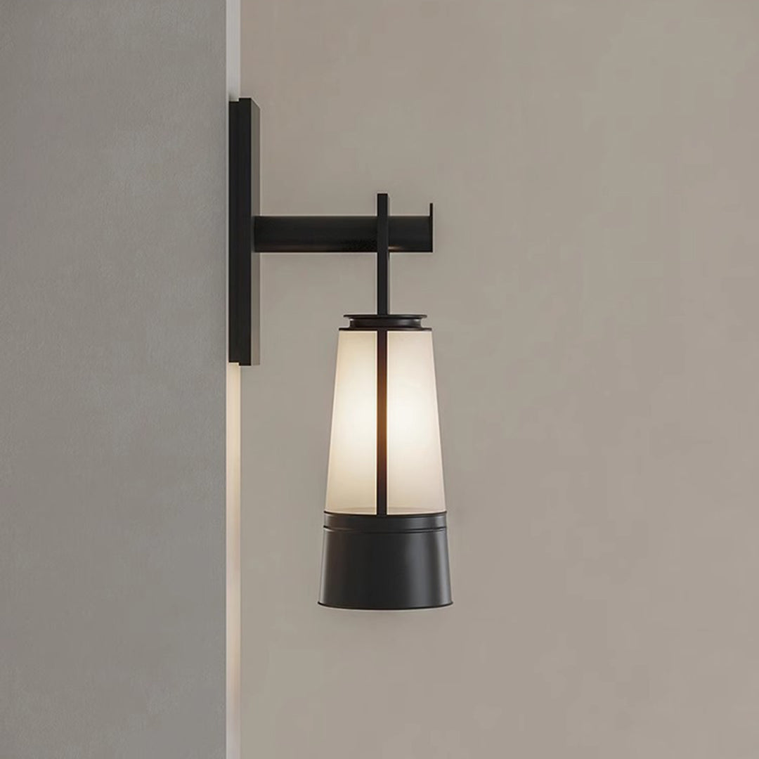 Modern Minimalist Wall Sconce — Black Iron, Glass Shade, 12W LED E27, 3000K Hardwired