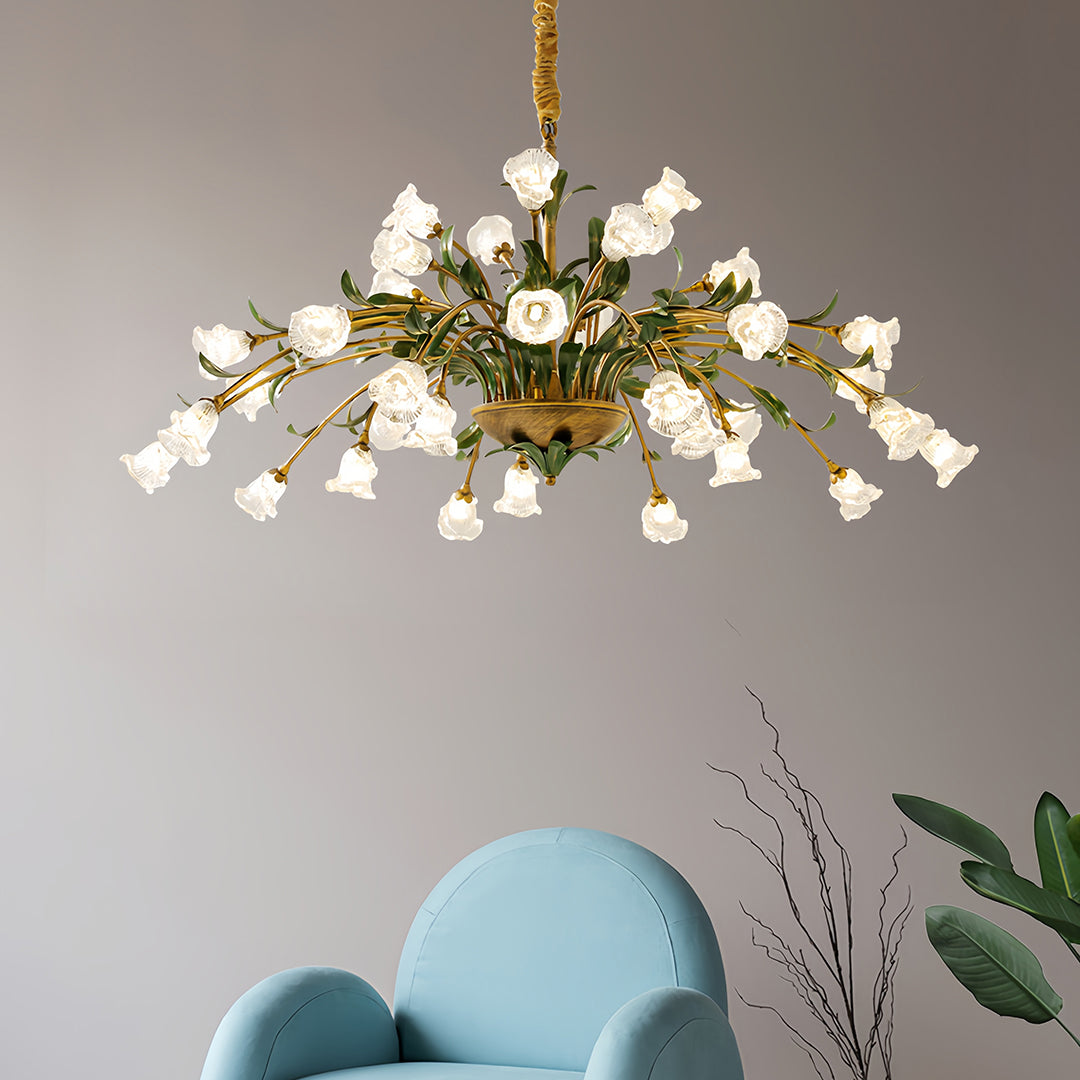 Vintage Floral Branch Chandelier — Iron and Glass, G4 3-Step Dimming, 12 to 35-Head
