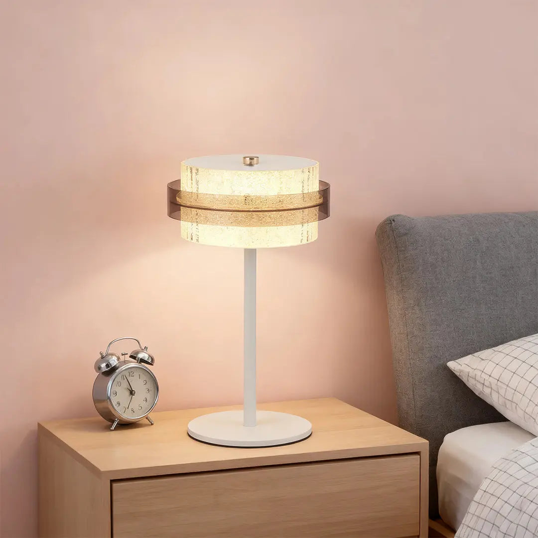 Vintage Iron Frame Table Lamp with PS Lampshade for Atmospheric Lighting Luxe