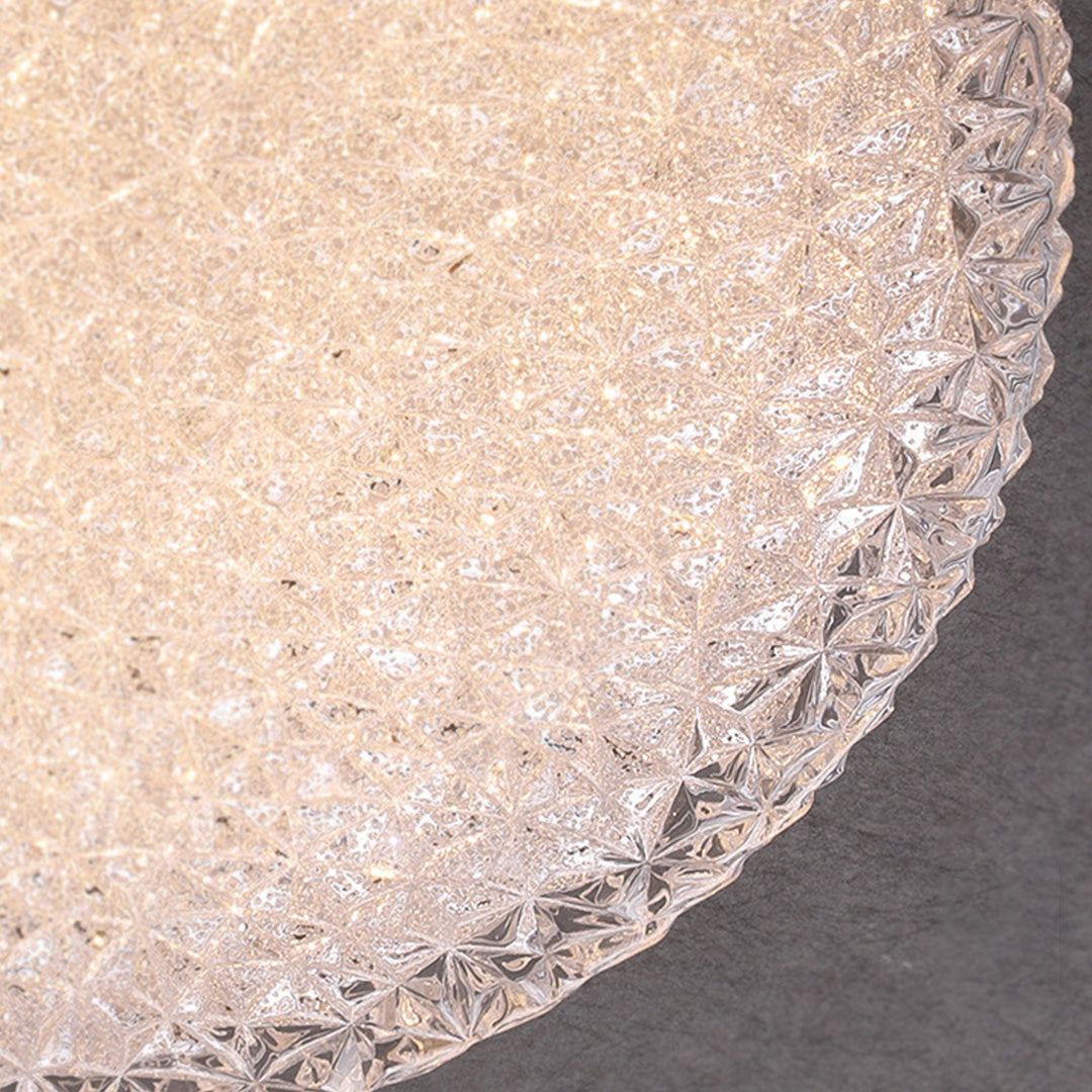 Crystal Sand Glass Flush Mount — Chrome Iron, LED, Dimmable, 25cm / 40cm, Remote Control