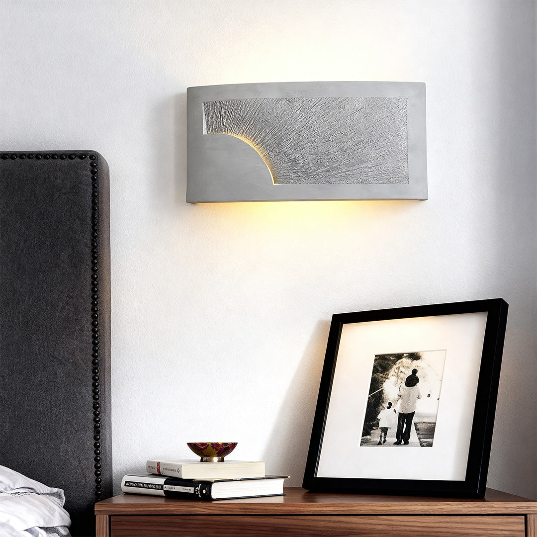 Minimalist Cement Wall Sconce — Up-Light, E14, 12W, 3-Step Dimming (3000K/4000K/6000K), Multiple Shapes