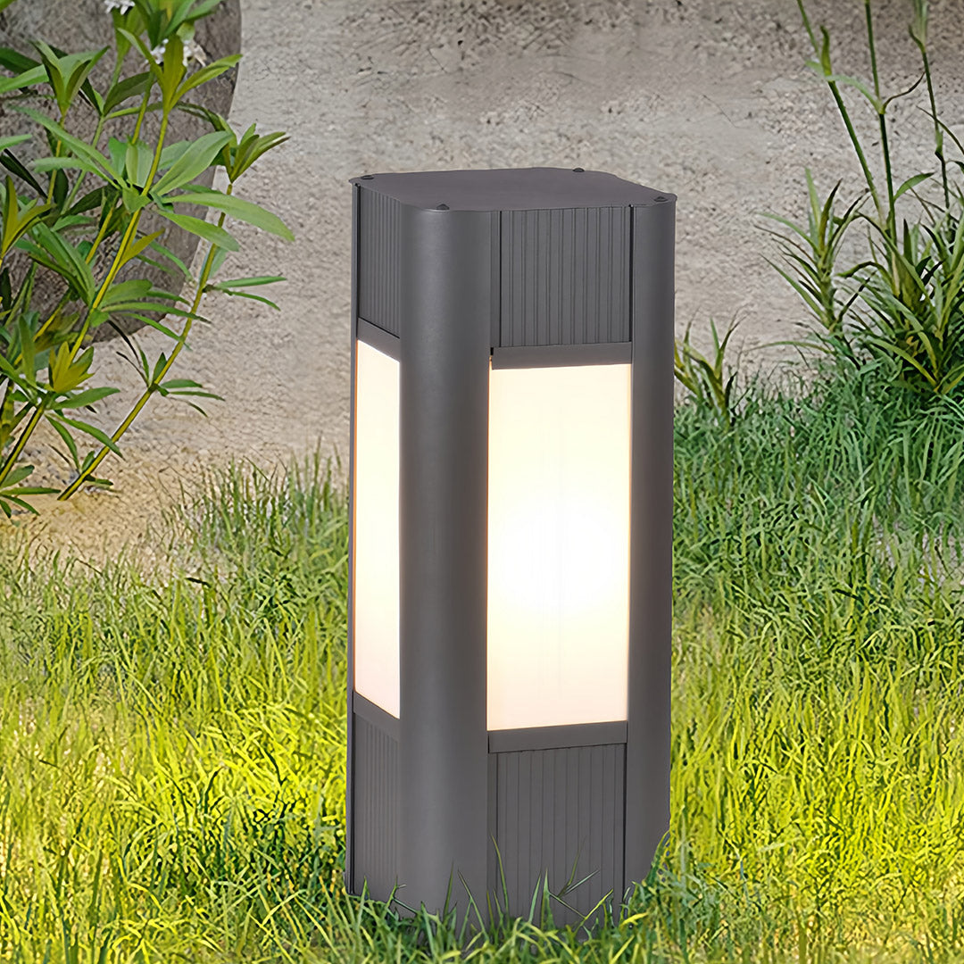 Industrial Square Bollard Path Light — Die-Cast Aluminum, Gray, 10W LED, IP65 Weatherproof