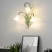French Country Flower Wall Sconce — Iron and Clear Glass, Green Finish, G4, Three-Step Dimming (3000K/4500K/6000K)