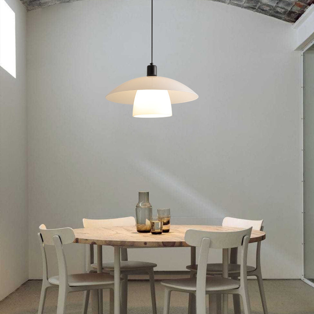 Wabi-Sabi Opal Glass Pendant — Iron, 1-Light, 30cm & 40cm, Three-Color Dimming, Adjustable Height
