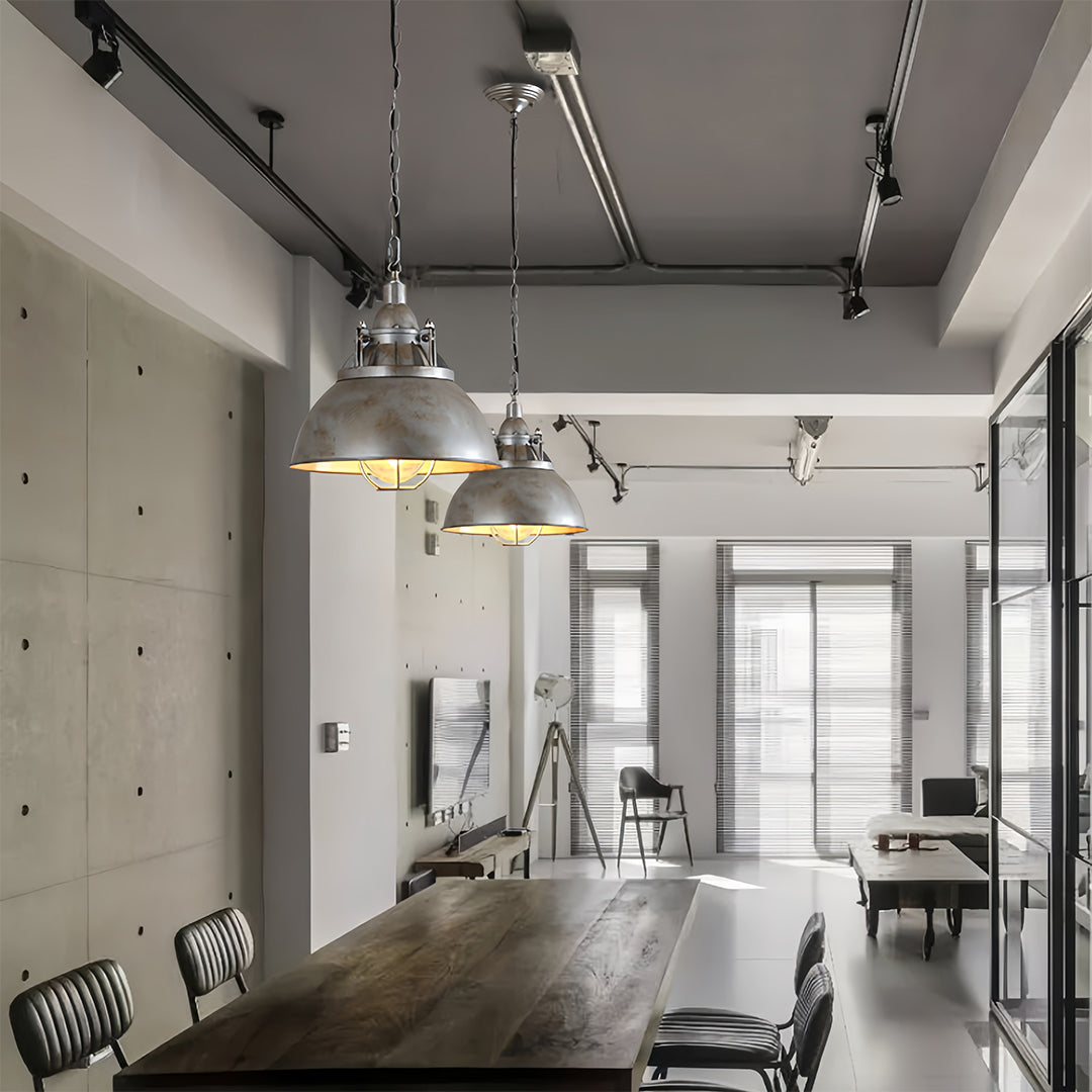 Vintage Industrial Pendant — Aluminum and Glass, E27, 3000K Warm White, Adjustable Chain, 3 Styles