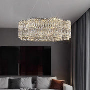 Large K9 Crystal Ring Chandelier — Stainless Steel, Gold or Silver, Stepless Dimming 3000K–6000K, Remote Control, 40W–118W