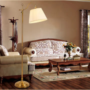 Vintage Style Adjustable Copper Floor Lamp with Fabric Shade and Arch Design Luxe